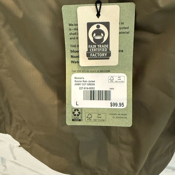 NEW!!! REI Rainier Women’s Rain Jacket Olive Green - LARGE - Picture 5 of 10